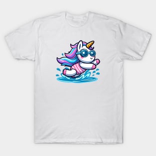 Swimming Unicorn Olympics 🏊🏻‍♀️🦄 - Dive into Cuteness! T-Shirt